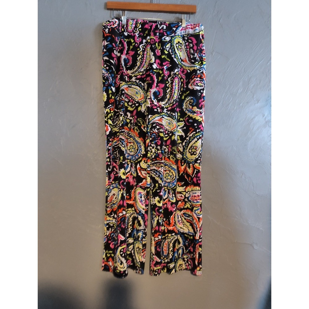 Rafaella studio multi color lounge comfy pants womens M elastic waist wide leg